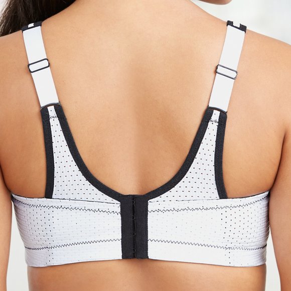 Glamorise SPORT Bra 46C (DOUBLE-LAYER) Wicking (PADDED-STRAPS) WHITE NEW - Picture 3 of 14